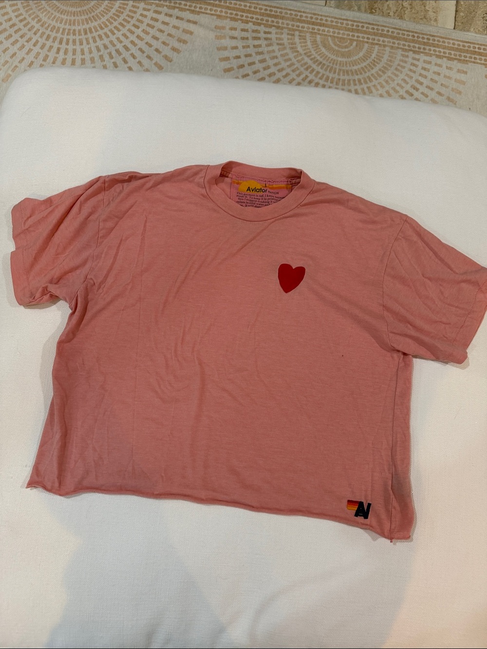 Aviator Nation Pink Tee with Red Heart